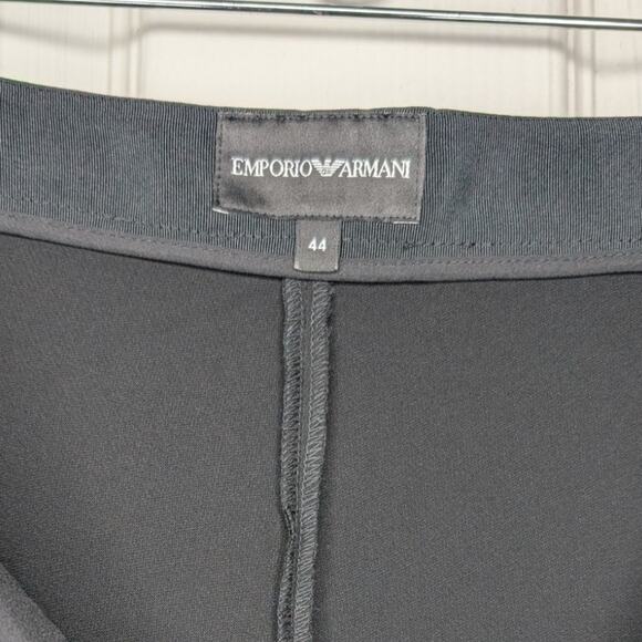 Emporio Armani Trousers Side Embellished Straight-Leg Black Pants - Picture 5 of 8